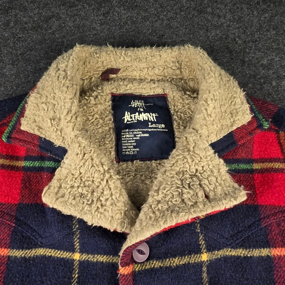 VTG Altamont Brian Slash Hansen Mens Sherpa Flannel Shacket Skater Plaid Size L